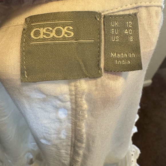 ASOS White Broderie Anglaise Dress Fit Flare Mini Square Neck Cotton 8 NEW - Picture 4 of 9